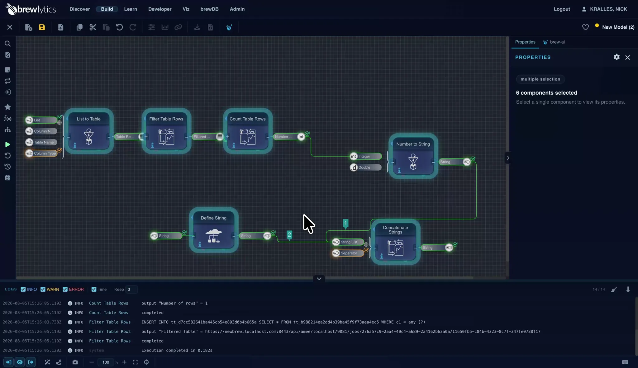 The Save dialog from the workflow toolbar, name/description/tags fields visible